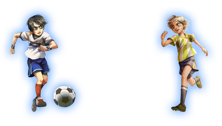 Zwei Figuren aus der Hörspielreihe "Die FUSSABALLBANDE" - Data und Kim
