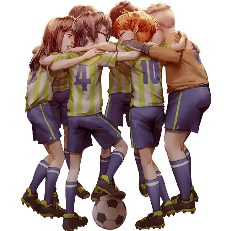 Alle Figuren der FUSSBALLBANDE im Kreis